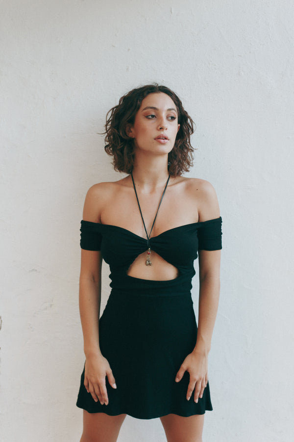 Manipura Black Cutout Mini Dress